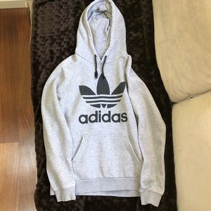 Unisex Adidas Grey Hoodie with Black Trefoil